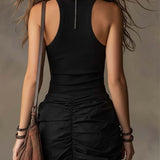Abito Mini Ruché a Halter con Coste Bohemien