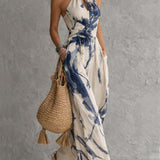 Jumpsuit a Scollo Halter con Stampa Inchiostro