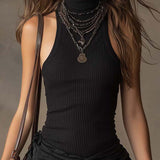 Abito Mini Ruché a Halter con Coste Bohemien