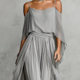 Set in Chiffon Grigio: Canotta e Pantaloni