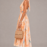 Aurore | Maxidress con scollo all'americana e stampa acquerello
