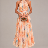 Aurore | Maxidress con scollo all'americana e stampa acquerello