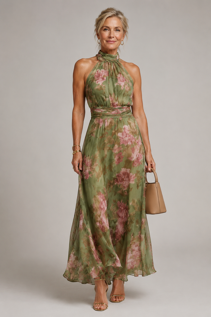 Julie | Abito a Scollo Halter a Fiori