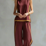 Ursula - Set Elegante e Casual di Gilet e Pantaloni con Finiture Bicolore