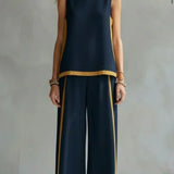 Ursula - Set Elegante e Casual di Gilet e Pantaloni con Finiture Bicolore