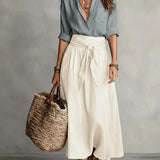 RIVER | Set di Due Pezzi: Top Nero e Gonna Midi Verde Oliva