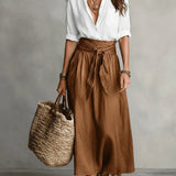 RIVER | Set di Due Pezzi: Top Nero e Gonna Midi Verde Oliva