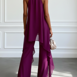 Set Top Viola Senza Maniche e Pantaloni