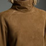 Abito Mini in Suede Vintage con Collo Alto