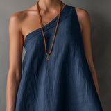 Abito Mini Senza Maniche Asimmetrico Blu Navy