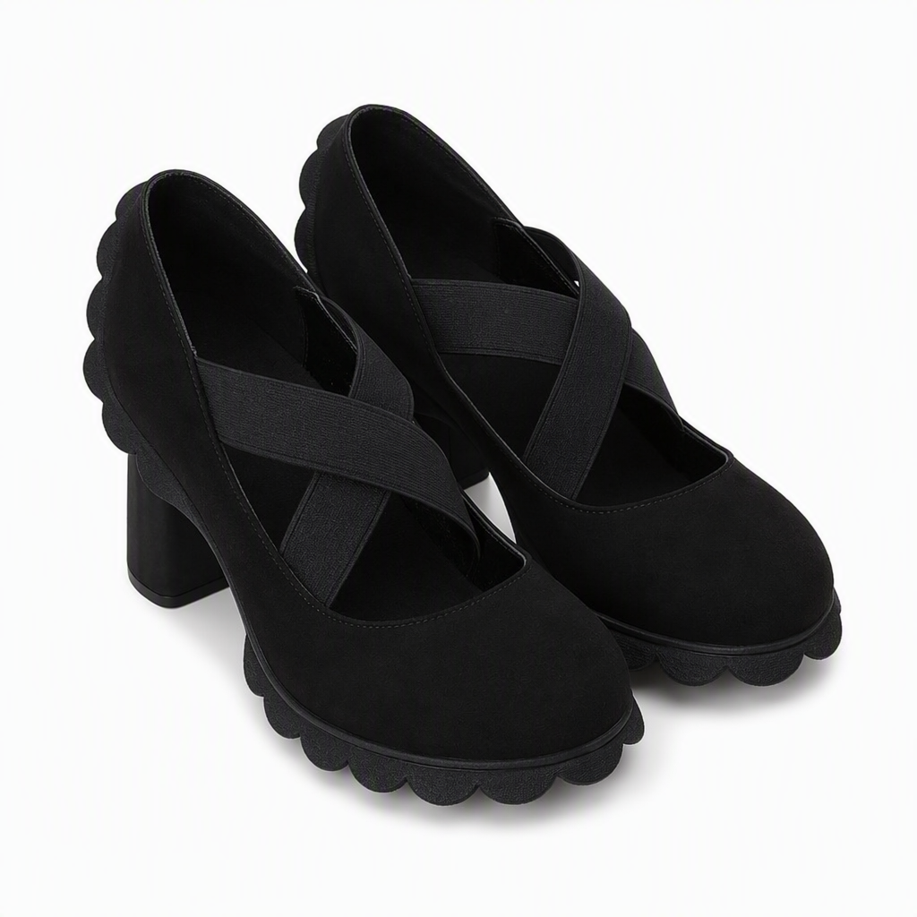 Scarpe Mary Jane da donna con plateau, cinturini incrociati e tacco alto