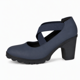Scarpe Mary Jane da donna con plateau, cinturini incrociati e tacco alto