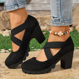 Scarpe Mary Jane da donna con plateau, cinturini incrociati e tacco alto