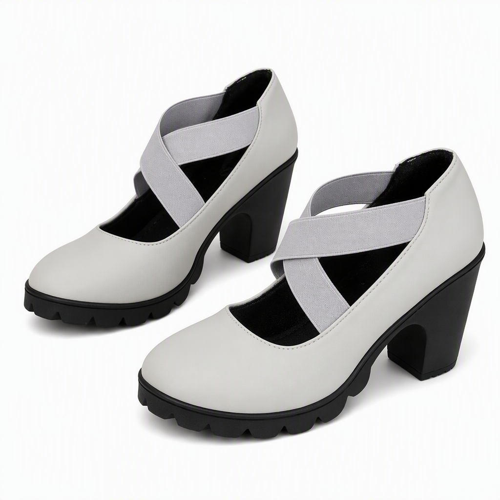 Scarpe Mary Jane da donna con plateau, cinturini incrociati e tacco alto