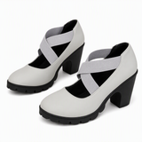 Scarpe Mary Jane da donna con plateau, cinturini incrociati e tacco alto
