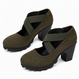 Scarpe Mary Jane da donna con plateau, cinturini incrociati e tacco alto